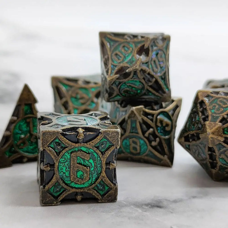 DND Metal dice for Dungeons and Dragons, board game and RPG - Set 7