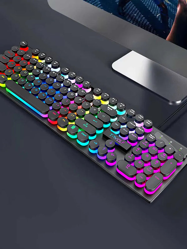 Gaming RGB Keyboard with Round Buttons, incredible mechanical feeling