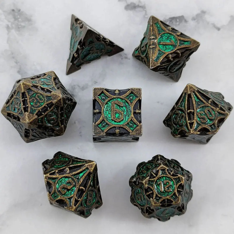 DND Metal dice for Dungeons and Dragons, board game and RPG - Set 7