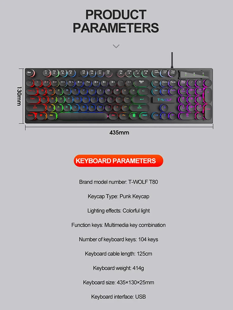 Gaming RGB Keyboard with Round Buttons, incredible mechanical feeling