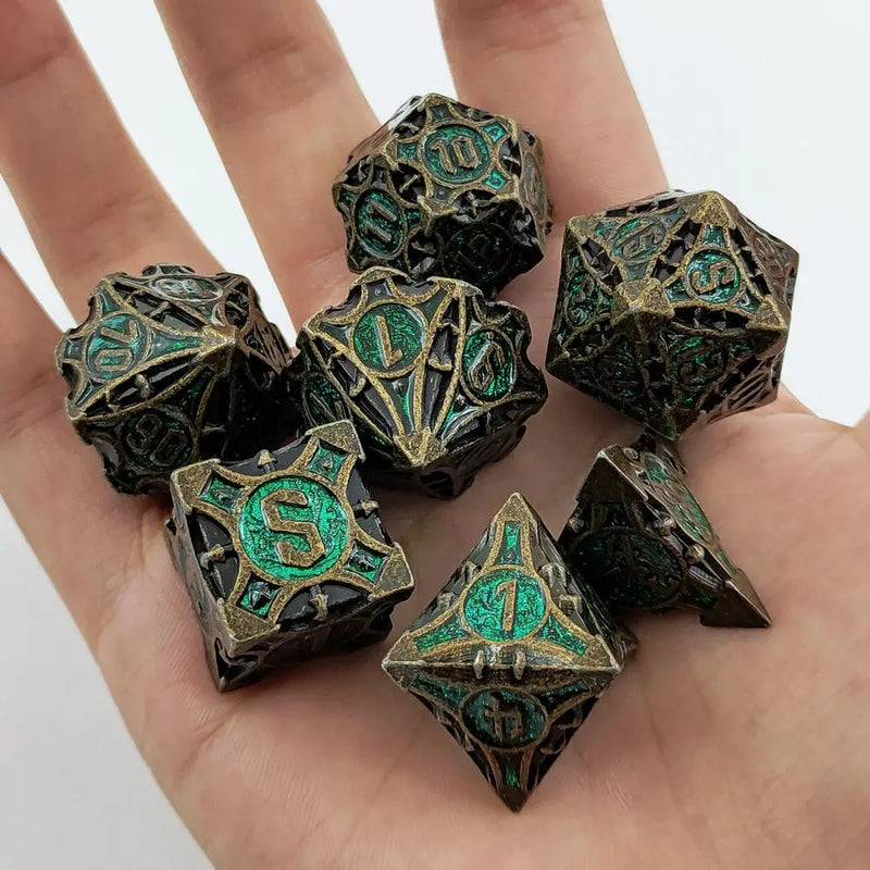 DND Metal dice for Dungeons and Dragons, board game and RPG - Set 7