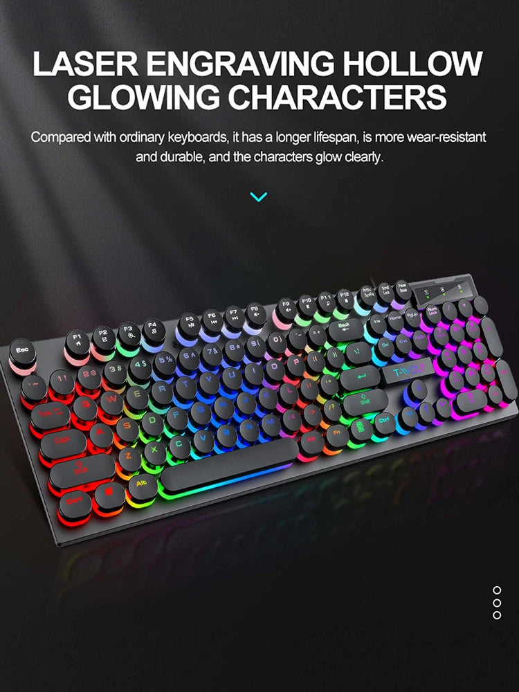 Gaming RGB Keyboard with Round Buttons, incredible mechanical feeling