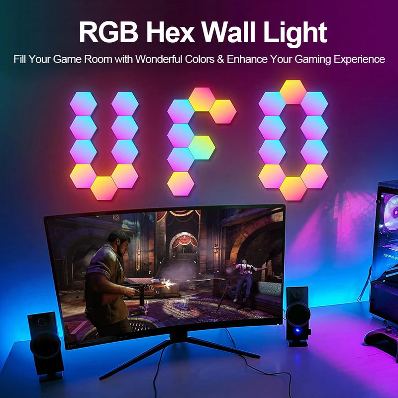 Gaming setup with the RGB smart hexagonal wall light!