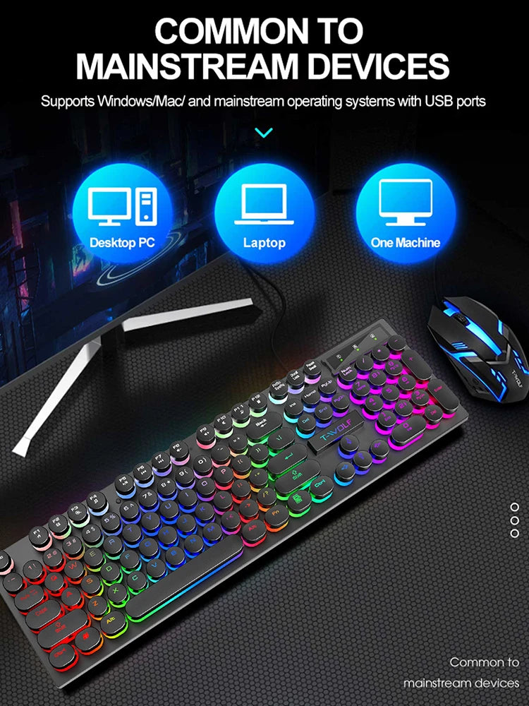 Gaming RGB Keyboard with Round Buttons, incredible mechanical feeling