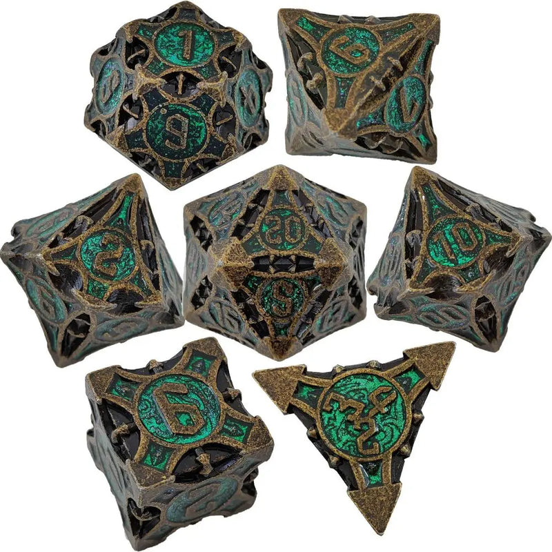 DND Metal dice for Dungeons and Dragons, board game and RPG - Set 7