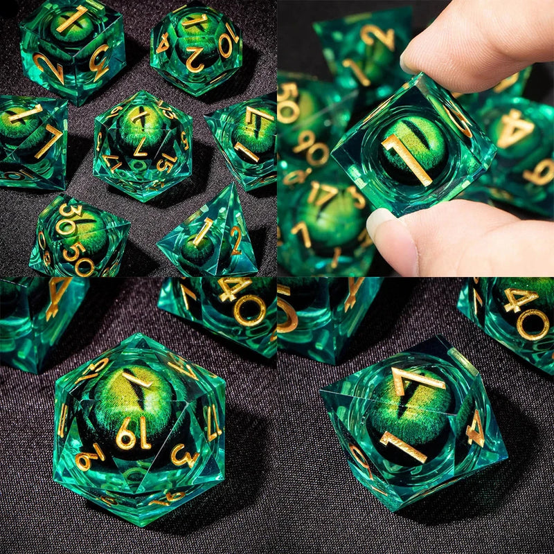 DND Liquid dice with devil eyes and space for Dungeons and Dragons, board game and RPG - Set 7