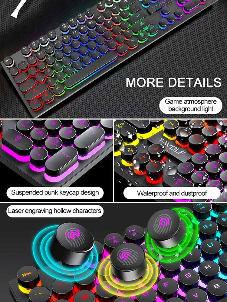 Gaming RGB Keyboard with Round Buttons, incredible mechanical feeling